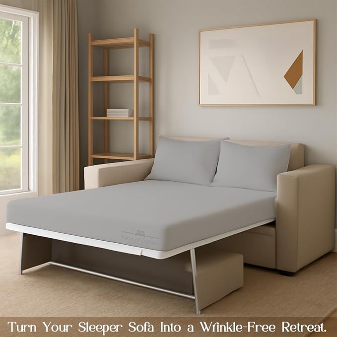 Sleeper Sofa Bed Sheet, 100% Cotton 400 Thread Count, 4 Piece Set, Deep Pocket