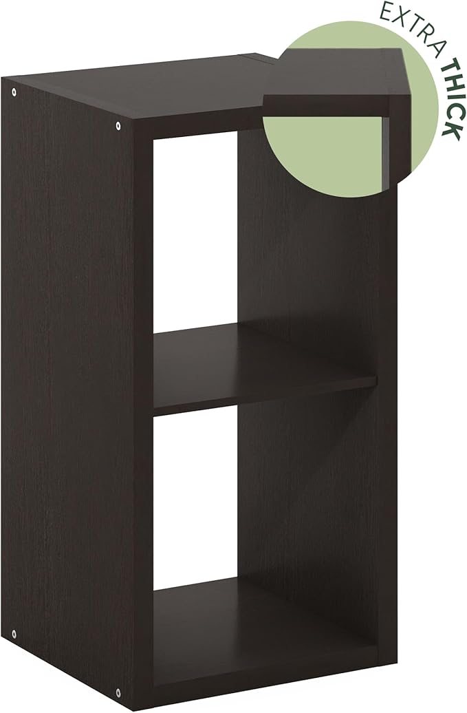 Furinno CUBICLE Book Shelf, 2-Cube Bookshelf, Extra Thick Frame Horizontally &
