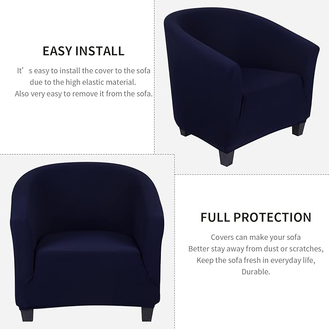 SearchI Club Chair Slipcover Stretch Barrel Chair Covers Solid Color Tub Chair