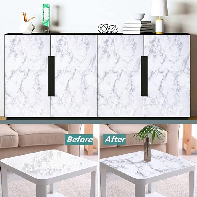 Arthome White Marble Contact Paper