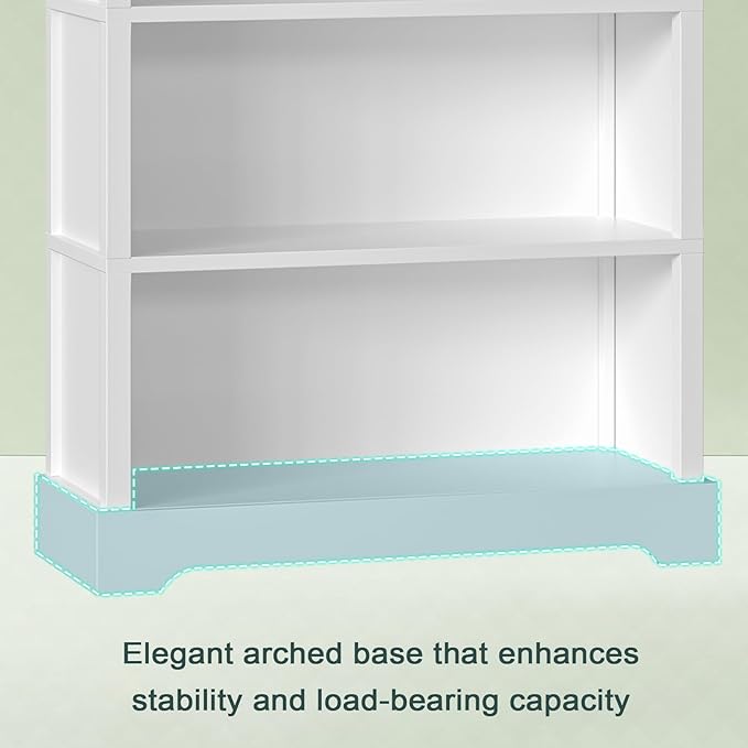 TVU 5-Tier Wooden Book shelf, Floor-Standing Display Bookcase, Farmhouse Style