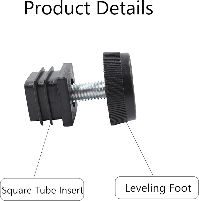8Pcs Adjustable Leveling Feet 25 x 25mm Square Insert Kit Furniture Glide
