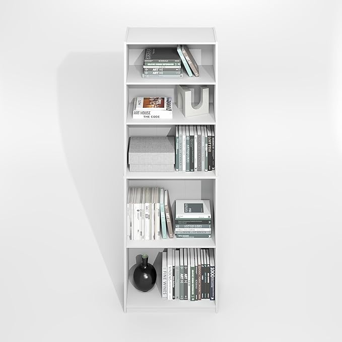 Furinno Jaya Simply Book Shelf, 5-Tier Bookshelf, Bookcase