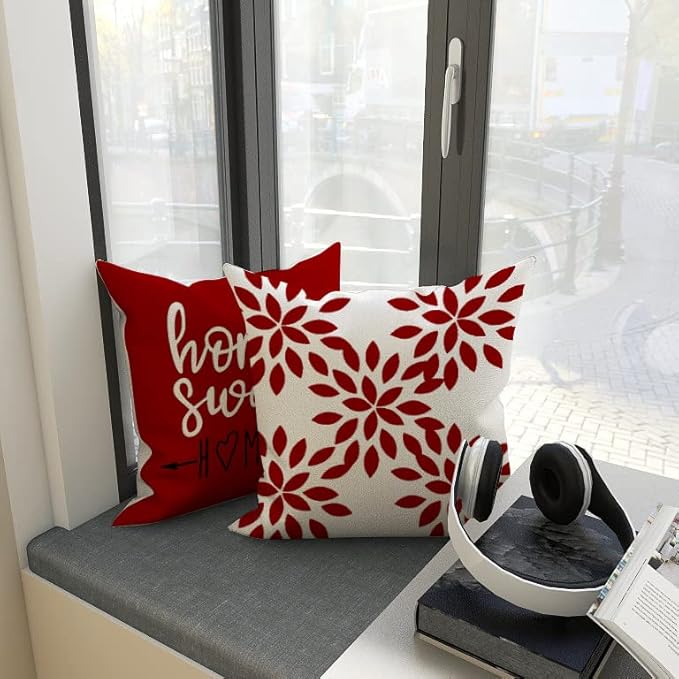 YCOLL Christmas Pillow Covers 16x16 Set of 4, Modern Sofa Throw Pillow Cover