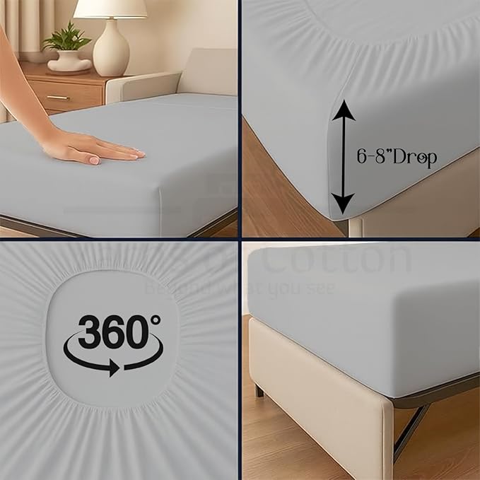 Sleeper Sofa Bed Sheet, 100% Cotton 400 Thread Count, 4 Piece Set, Deep Pocket