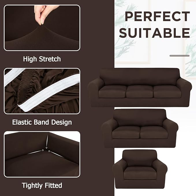 HunnmingRe Sofa Covers for 3 Cushion Couch Stretch Sofa and Loveseat Covers Set