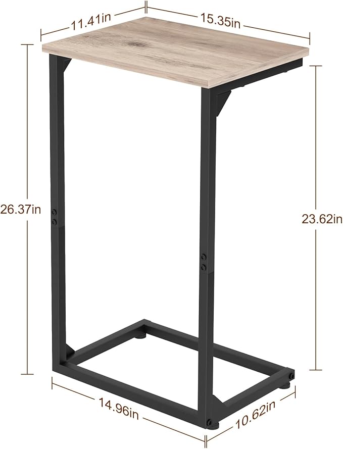 AMHANCIBLE C Shaped End Tables Set of 2, Couch Side Tables that Slide Under Sofa