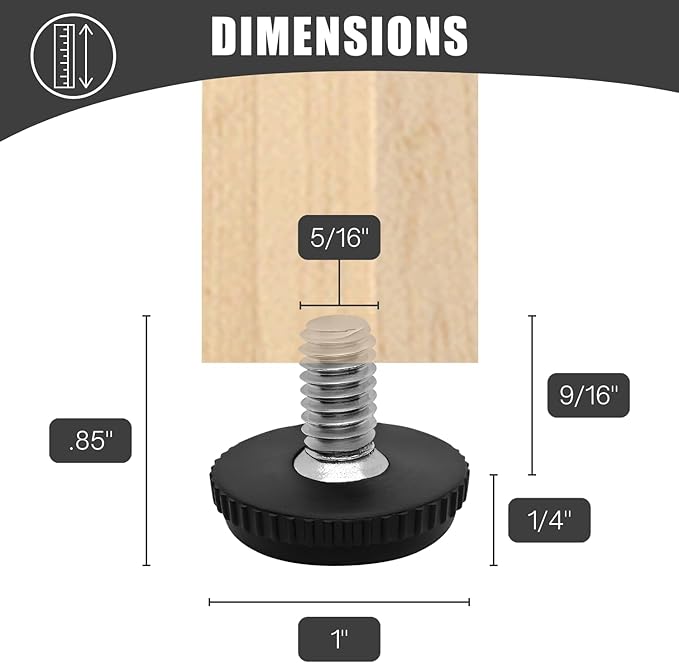 Project Patio 5/16-18 Stainless Steel Outdoor Furniture Levelers