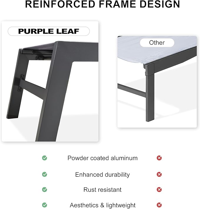 PURPLE LEAF Outdoor Chaise Lounge Set of 4 Aluminum Patio Chair