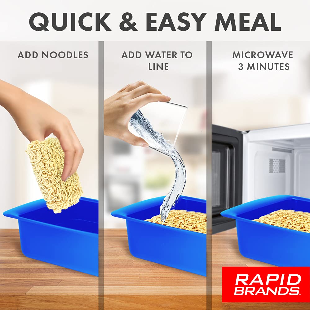 Rapid Ramen Cooker - Microwave Ramen in 3 Minutes - BPA Free and Dishwasher Safe | Perfect for Dorm, Small Kitchen, or Office (2-Pack,Black)