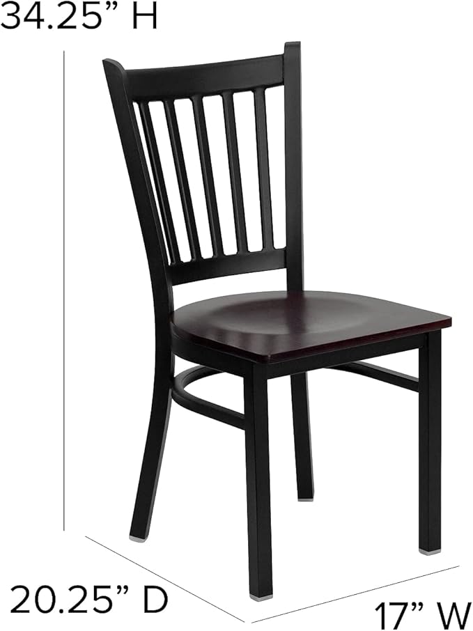 Flash Furniture 2 Pk. HERCULES Series Black Vertical Back Metal Restaurant Chair