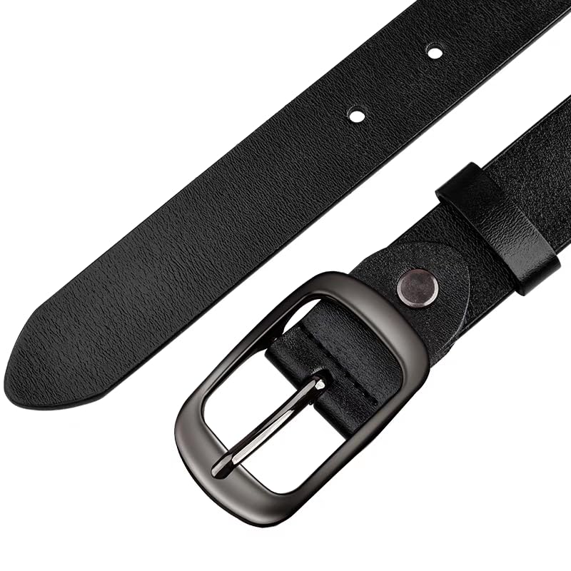 West Leathers [2 Pack Women's Belts Genuine Leather Belts, Fashion Cowhide Waist Belt with Pin Buckle for Jeans Pants and dresses Black&Brown