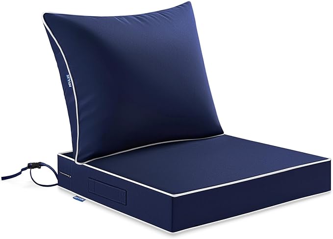 MIULEE Navy Outdoor Seat Cushion 24x24 Inch Waterproof & 3 Year Fade Resistant