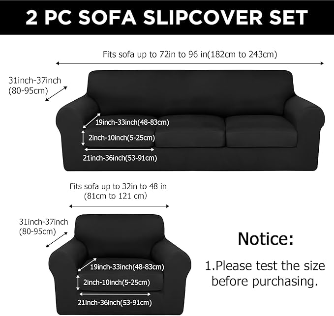 HunnmingRe Sofa Covers for 3 Cushion Couch Stretch Sofa and Loveseat Covers Set