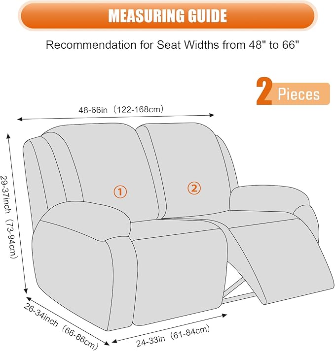 VANSOFY Recliner Cover, 2-Pieces Stretch Reclining Couch Cover
