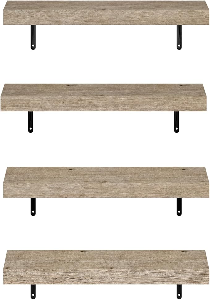 Furinno Tanna Floating Shelves for Wall Set of 4, 22-Inch Wall Shelf, Triple