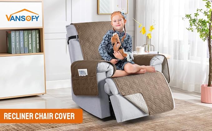 VANSOFY 100% Waterproof Recliner Chair Covers, Recliner Cover Non-Slip Dog