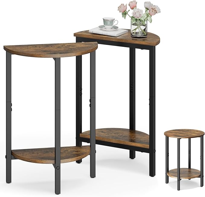 Vagusicc Side Table, Small Round End Table, 2 Tier Small Couch Side Tables