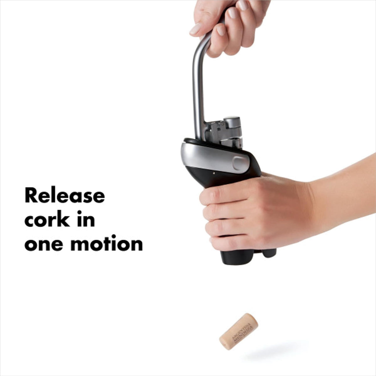 OXO Steel Vertical Lever Corkscrew with Removable Foil Cutter