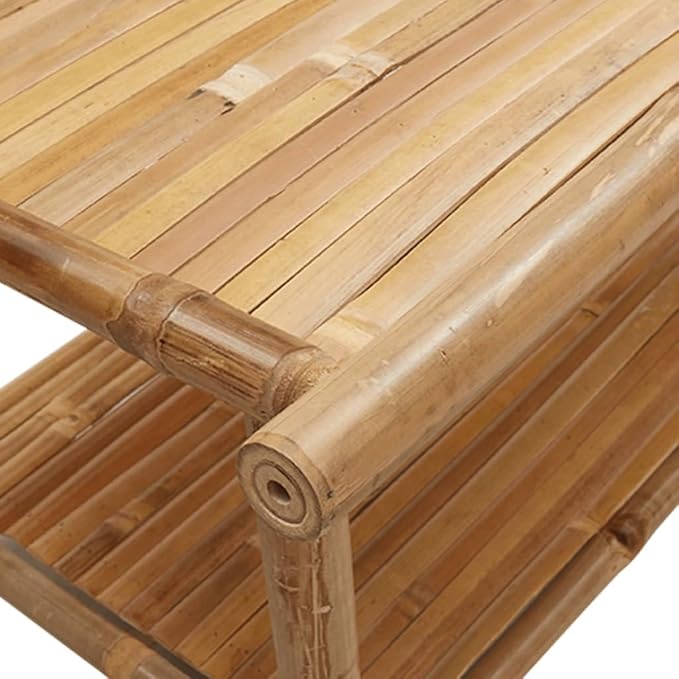 Bamboo Fiber Coffee Table with Storage Shelf, Eco-Friendly Modern Square Design