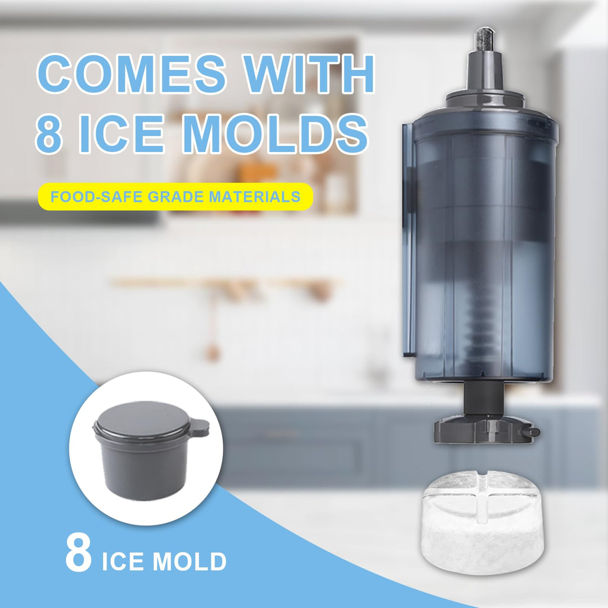Shaved Ice Attachment for Kitchen Aid Stand Mixer - Snow cone Machine, Shaved Ice Maker,Snow Ice Machine，Include 8 Ice Molds, Fit for All Kitchen Aid Mixer