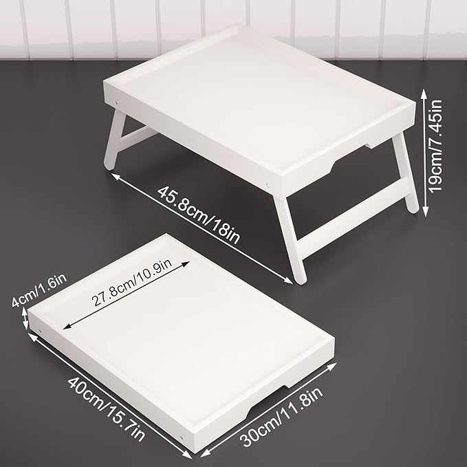 Fibogollo 2 Pack Bamboo Bed Tray Table