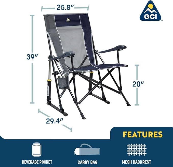 GCI Outdoor Roadtrip Rocker Camping Chair | Portable, Folding Rocking Chair