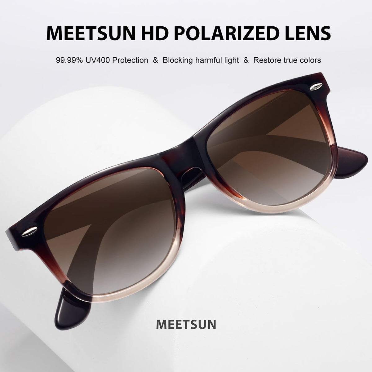 MEETSUN Polarized Sunglasses for Women Men Classic Retro Sun Glasses for Driving UV400 (3 Pack) Black Brown Gradient