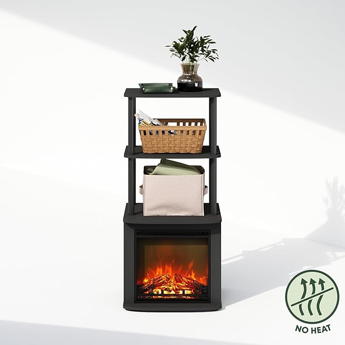 Furinno Turn-N-Tube Side Table, 3-Tier NO Heat Fireplace End Table