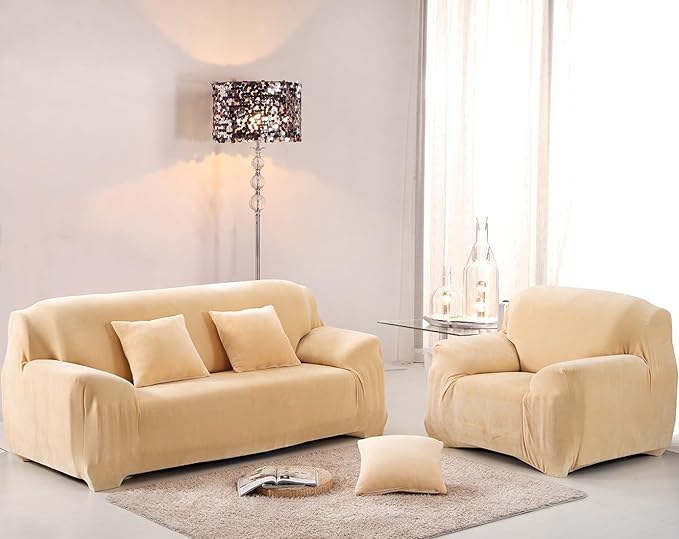 vctops 1-Piece Velvet Plush Stretch Loveseat Sofa Slipcover