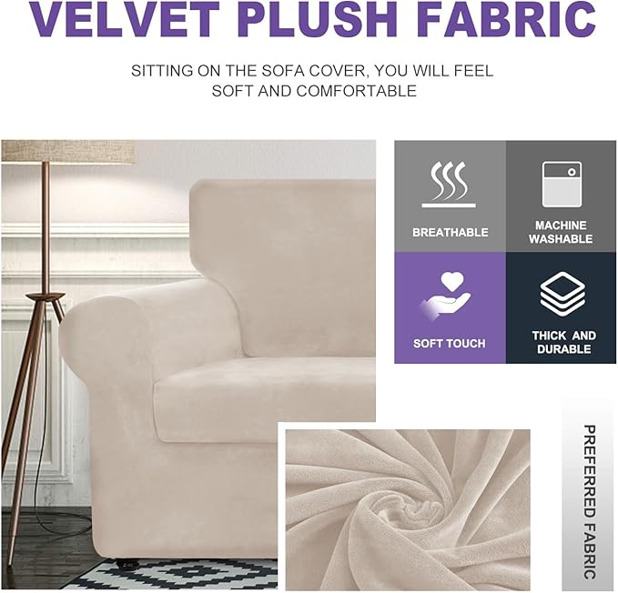 ZNSAYOTX Luxury Velvet Chair Slipcovers