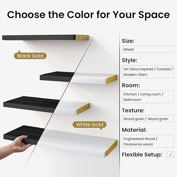BAYKA Floating Shelves for Bedroom Decor, Wall Shelves for Storage, Wall
