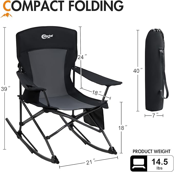 Portal Outdoor Rocking Chair Camping Folding Portable Rocker