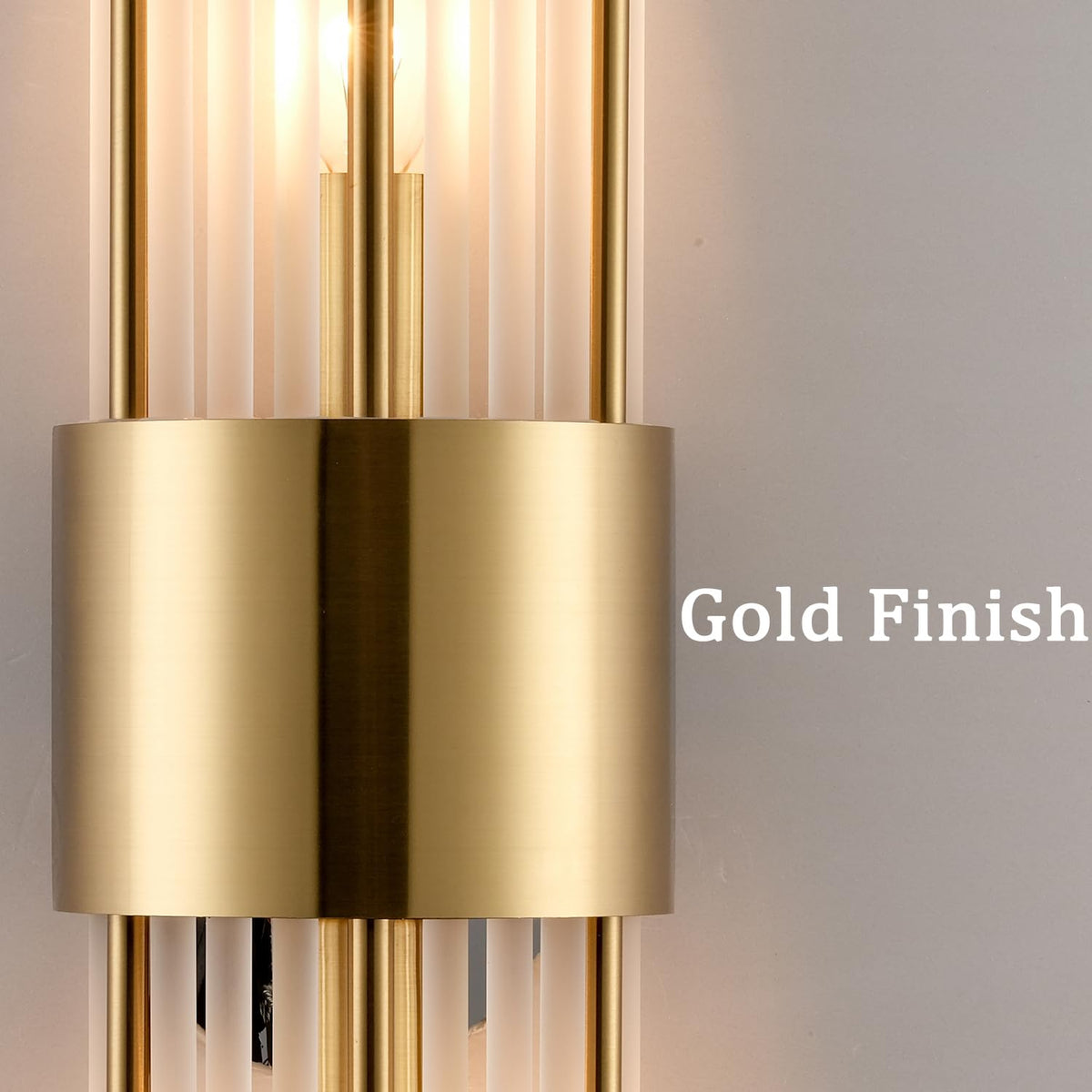 SHAWNKEY 2-Light Modern Crystal Wall Sconces Titanium Gold Vanity Wall Light with Frosted Glass Luxury Set of 2 Wall Light Fixtures for Bedroom Living Room Dining Room Vanity Mirror Light