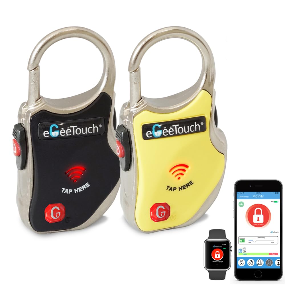 eGeeTouch Smart Travel Lock-Secure & Track Your Luggage/Backpack Anywhere You go.. (Mix 2 Pack)