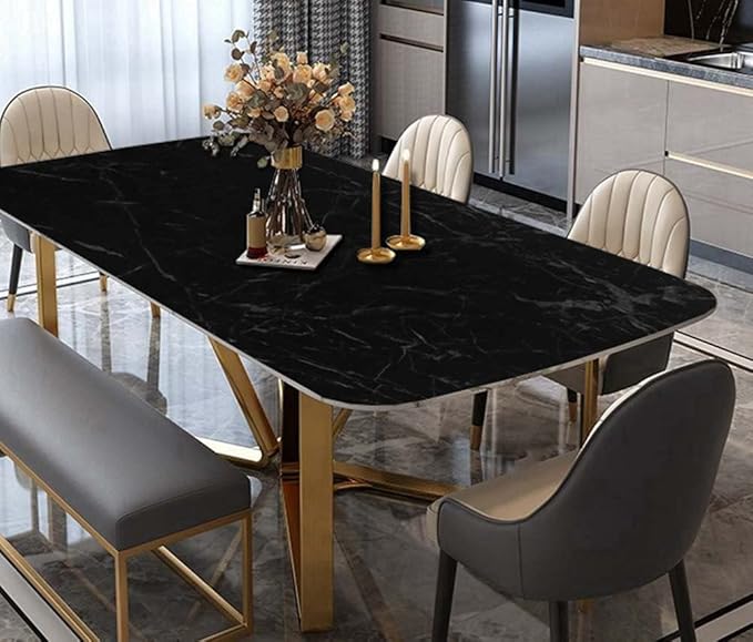 Arthome Black Marble, 17x393 Inches Peel and Stick Wallpaper, Marble Contact