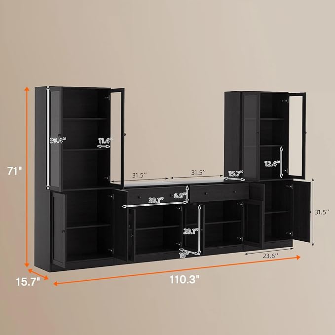 TUSY 71" TV Stand Storage Set