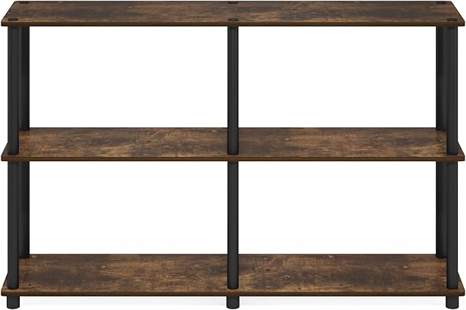 Furinno Turn-N-Tube Storage Shelves, 3-Tier 47.4 Wide Book Shelf, Corner Shelf