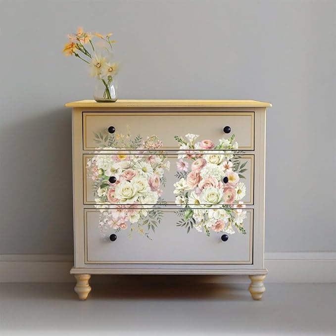 6 Sheets Vintage Flower Rub on Transfer Life in Full Bloom Furniture Transfers