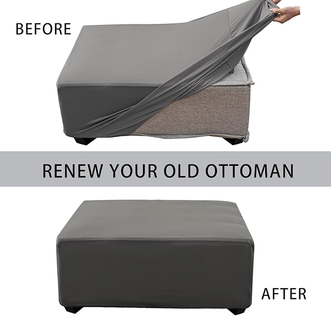 Super Stretch 40x40x15 inch Square Ottoman Cover- Soft Form Fit Ottoman Cover