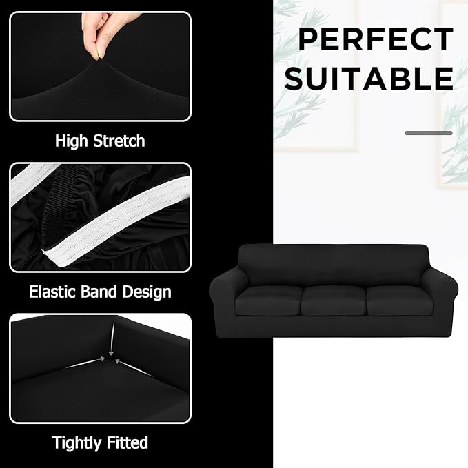 HunnmingRe Sofa Covers for 3 Cushion Couch Stretch Sofa and Loveseat Covers Set