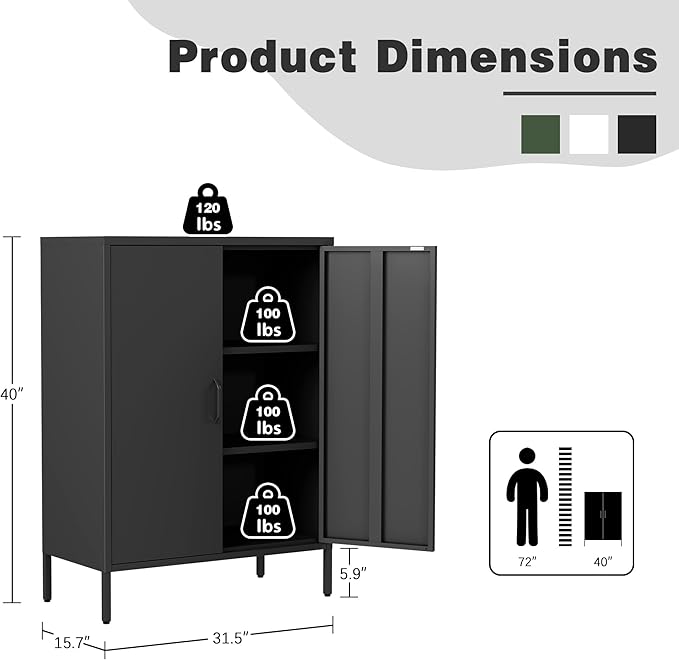 Bevivog Metal Locker Storage Cabinet, Home Office Metal Storage Cabinet Small