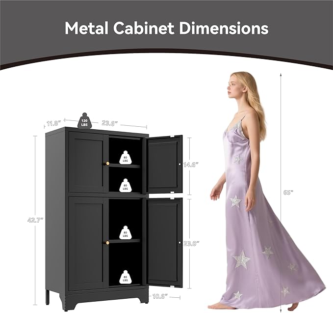 Bevivog Black Metal Locker Cabinet