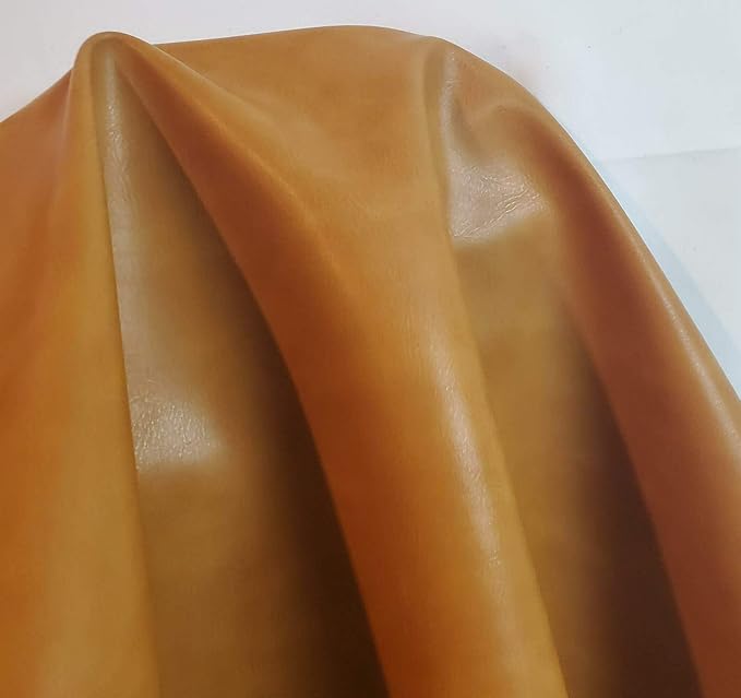 Caramel Light Tan Soft Faux Vegan PU Leather by the Yard Synthetic Pleather 0.9