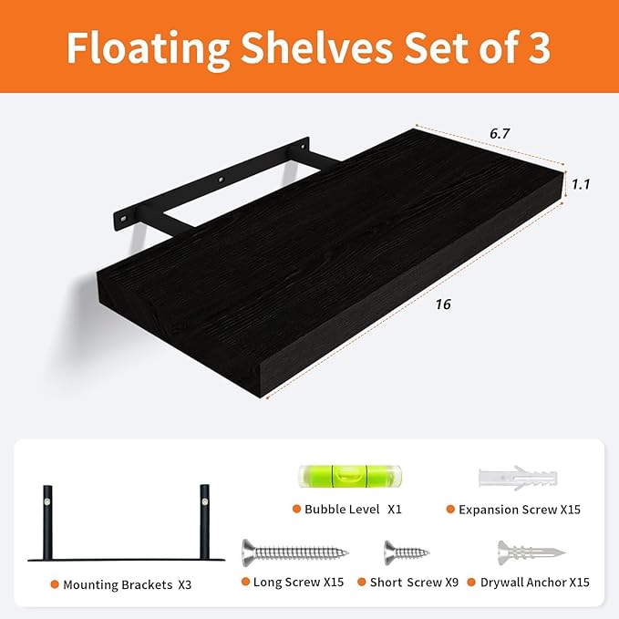 Upassion Floating Shelves for Wall Set of 3, Frame Display Floating Shelf for