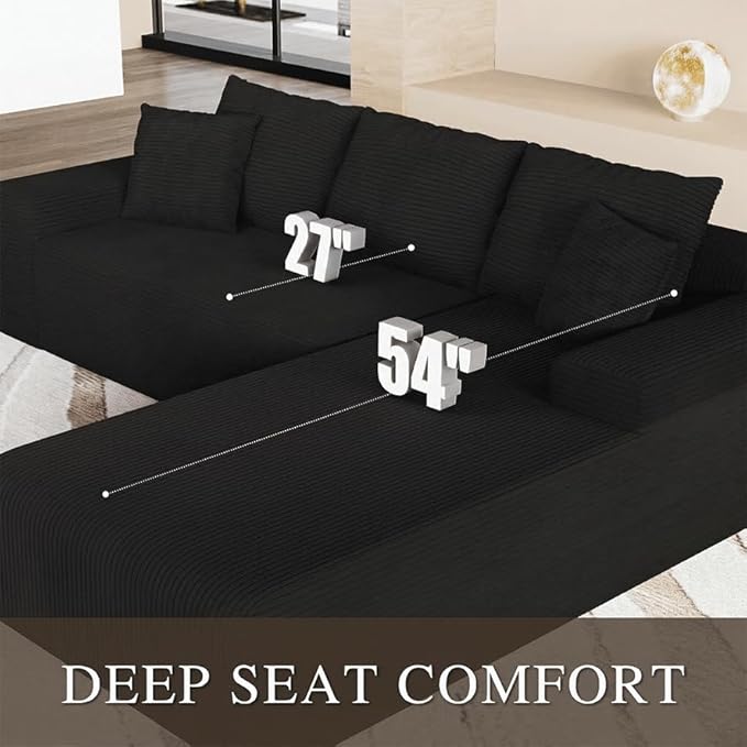 96" L Shaped Modular Sectional Sofa, Boneless Cloud Couch