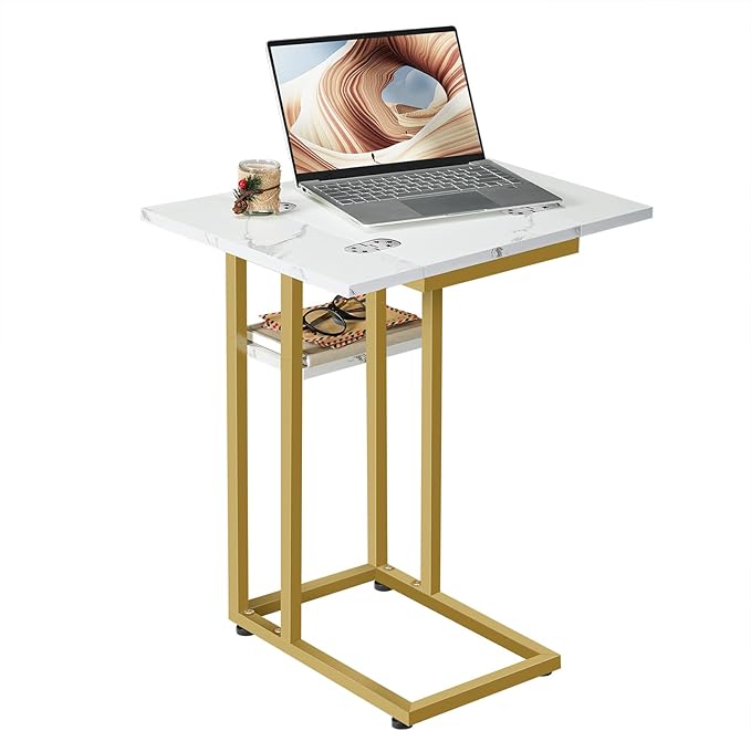 HOOBRO Foldable C Shaped End Table, C Shaped Side Table