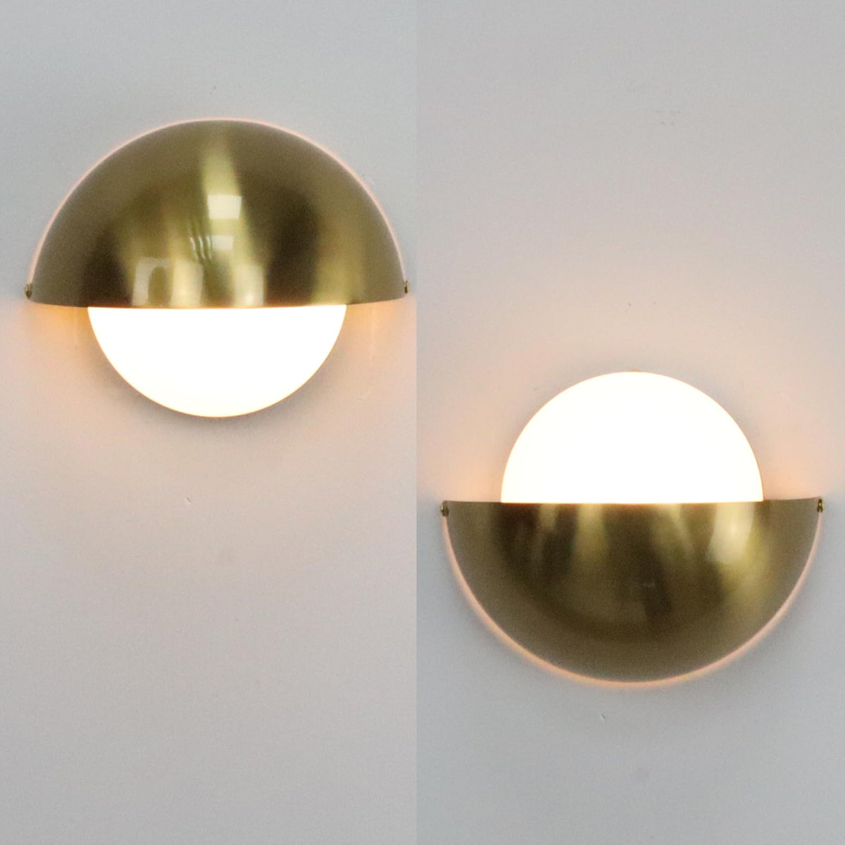 YUBOLE Mid Century Wall Sconce Modern Gold Bathroom Vanity Light Over Mirror with Adjustable Metal Shade and Milky Glass Globe G9 Based Indoor Wall Lamp Wall Mounted Sconce