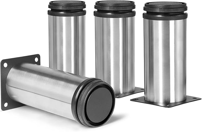 5 Inch Metal Furniture Legs Stainless Steel Adjustable Legs Silver Metal Legs