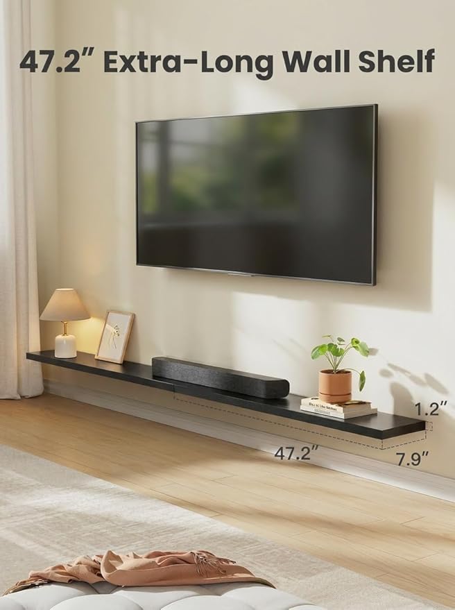 AMADA HOMEFURNISHING 47.2" L Floating Shelves, Wall Shelves Set of 3